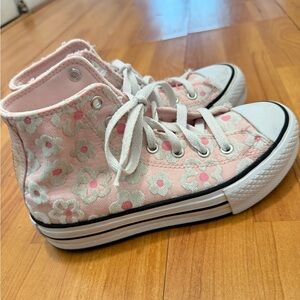 Converse pink flower platform sneakers size 2